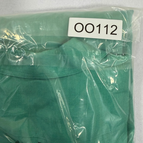 Lauren Ralph Lauren Green 100% Linen Herringbone Button Down Shirt Large - Picture 9 of 9